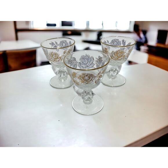 Libbey Rose Bouquet Barware Cordial Sherry Elegant Glass 3.75" Tall Set of 3 - Picture 5 of 9
